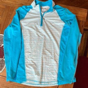 Turquoise blue and white Sansoleil SunShirt. Small